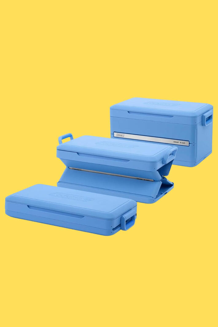A full-size cooler that collapses down to a third of its size. Welcome to the future of coolers. The Coleman Snap N Go Collapsible Hard Cooler is the first of its kind, a genuine hard-sided cooler that folds down small enough to tuck under a seat, slide into a trunk corner, or store in a cabinet when you're not using it. Then when you need it, it snap