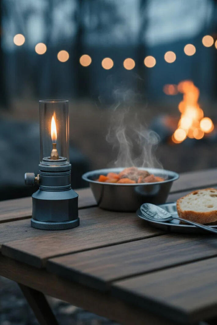 Portable Butane Campsite Lamp for Outdoor Adventures Have you ever been camping or outdoors at night and wished you had more than a harsh flashlight to light the moment? This portable campsite lamp provides a warm, steady flame that adds both light and atmosphere wherever you set it. Made from durable alumin