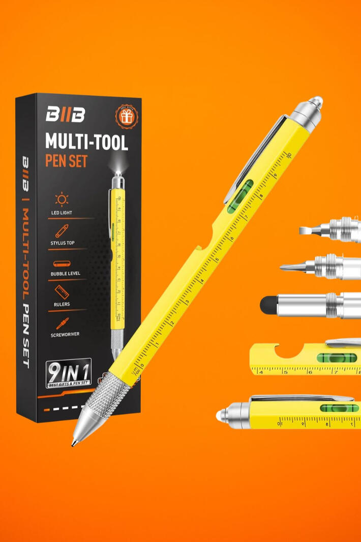 9-in-1 Multitool Pen for Everyday Use & Gifting Have you ever needed a quick tool and wished you had one nearby, without carrying a whole toolbox? This 9-in-1 multitool pen packs everyday essentials into one compact design, including a pen, screwdriver, ruler, flashlight, and more. It’s easy to carry, p