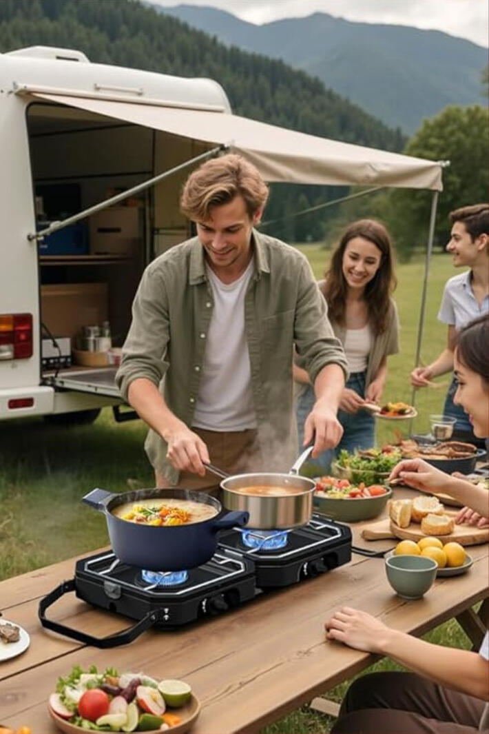 Have you ever gone camping or tailgating and realized one small burner just isn’t enough to cook a real meal? This foldable 2-burner propane camping stove lets you cook multiple dishes at once, just like at home. With independently adjustable burners, a co