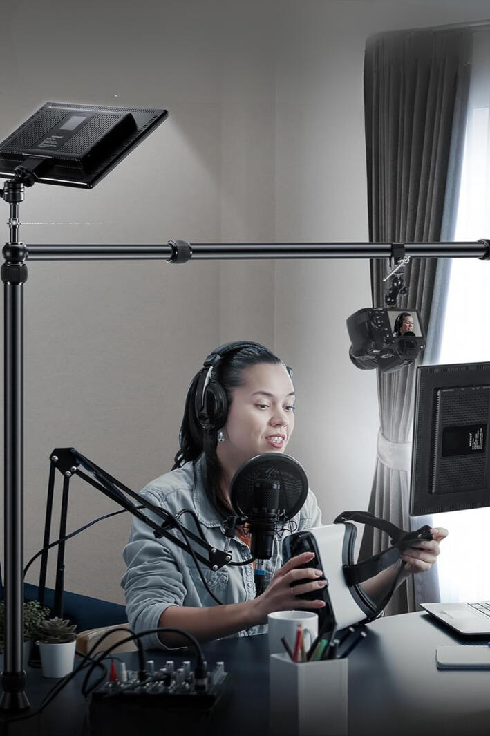 Overhead Camera Mount for Desk Filming & Content Creation Have you ever tried filming from above and struggled to get a stable, top-down shot without stacking books or balancing a tripod? This overhead camera mount clamps securely to your desk and lets you position cameras, phones, or lights exactly where you nee
