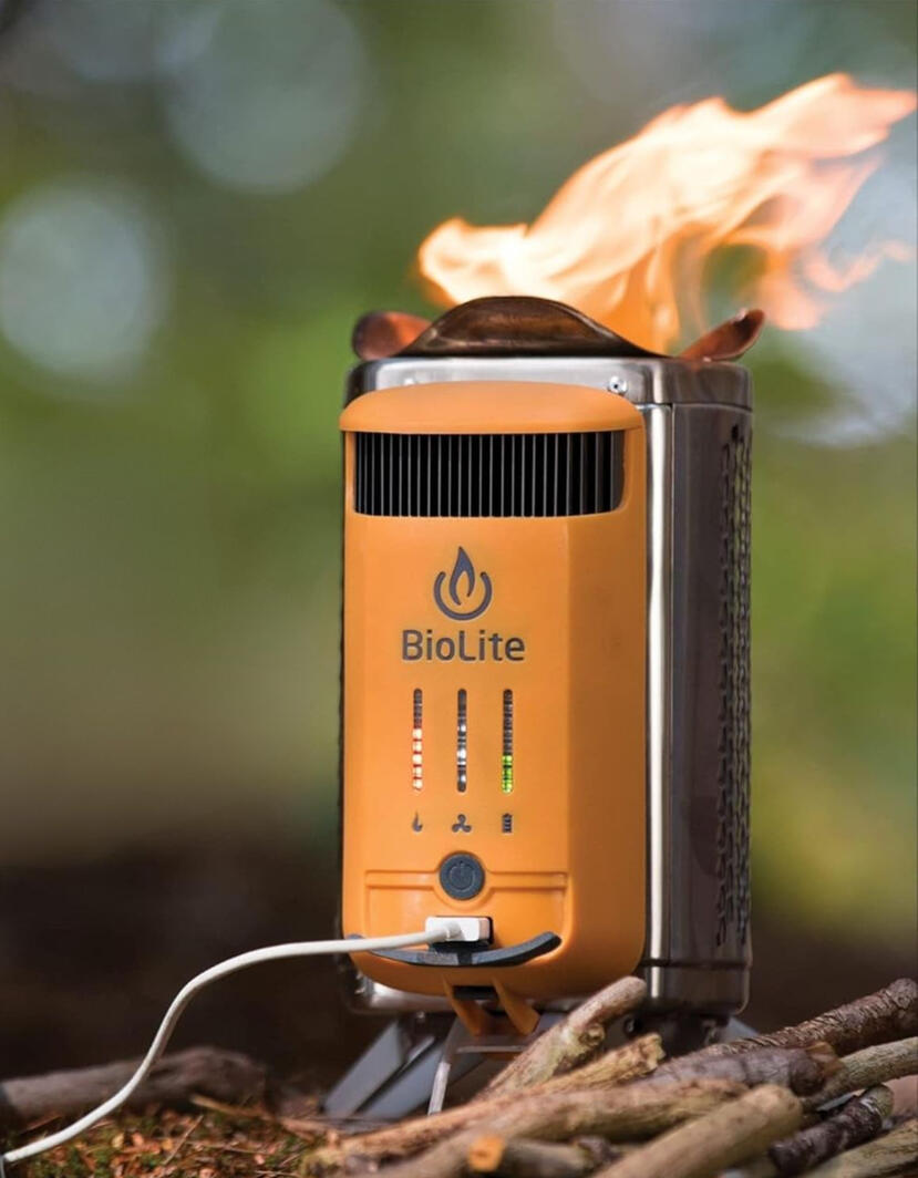 A wood-burning camp stove that cooks food and charges your devices. Perfect for camping and outdoor trips. A wood-burning camp stove that cooks food and charges your devices. Perfect for camping and outdoor trips.