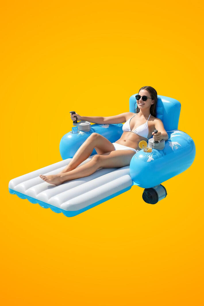Forget paddling. This summer, you're floating in style on your own motorized lounger. The HopeRock Motorized Pool Float is exactly what lazy summer days were made for. Dual motors with 360° rotation let you glide effortlessly in any direction with a simple handheld controller, no paddling, no kicking, no effort whatsoever. Just pure, relaxi